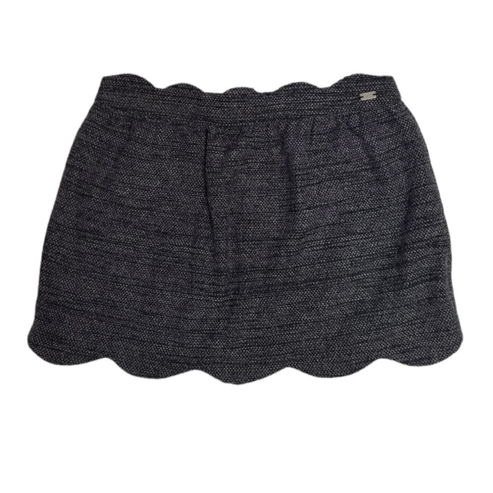 NEW ZARA dark academia gray scalloped tweed mini skirt 14